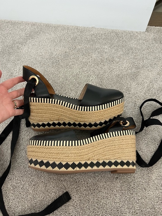 Tory Burch Shoes - Tory Burch Black Espadrille Platform Sandals with Ankle Tie